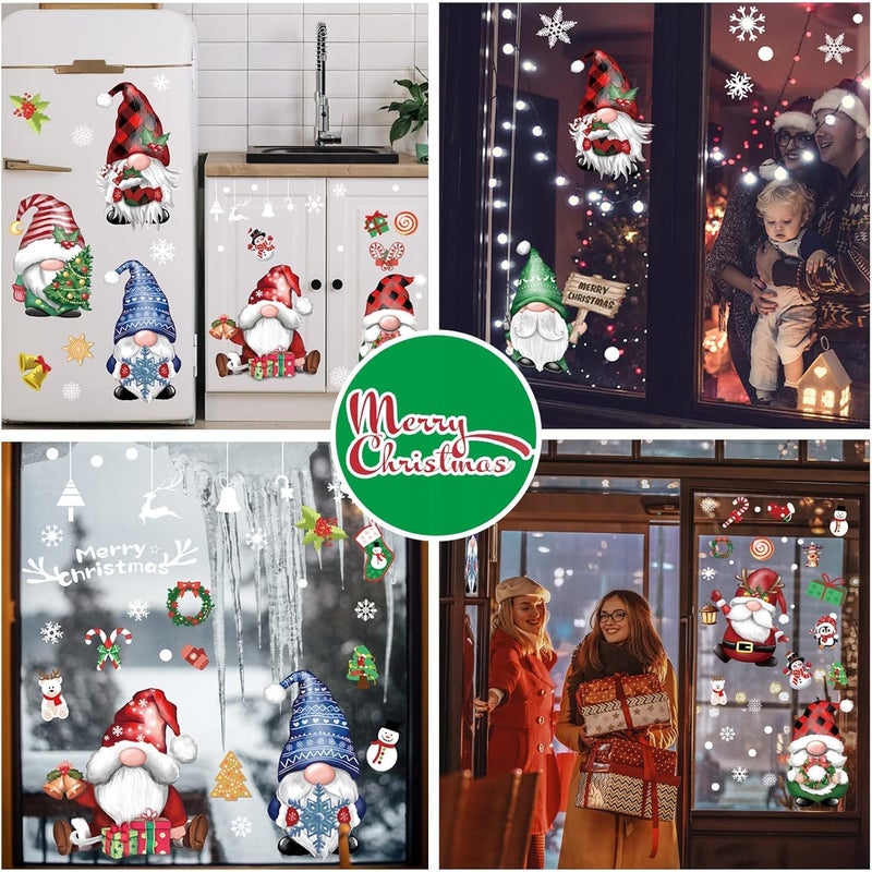 BORAMDO Christmas Gnome Snowflake Window Clings 11 Sheets, Removable Decals Stickers for Glass Windows, Xmas Holiday Home Office Decor, 9 Styles - Image 5